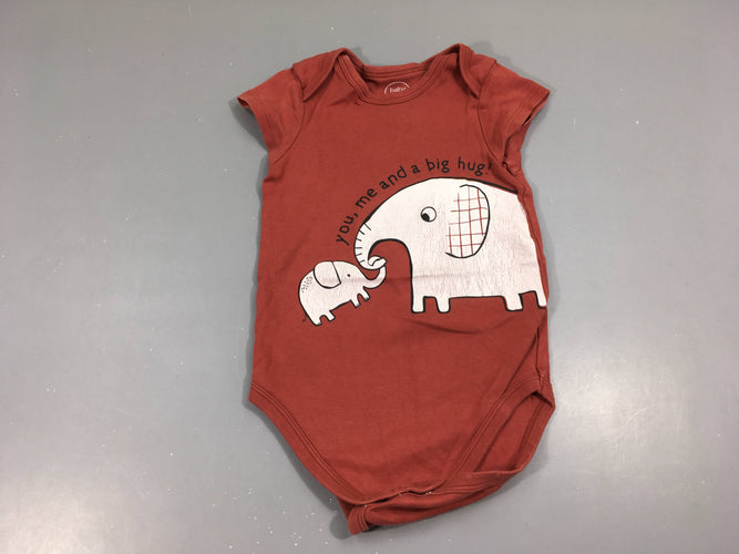 Body m.c rouge éléphant, flocage craquelé, moins cher chez Petit Kiwi