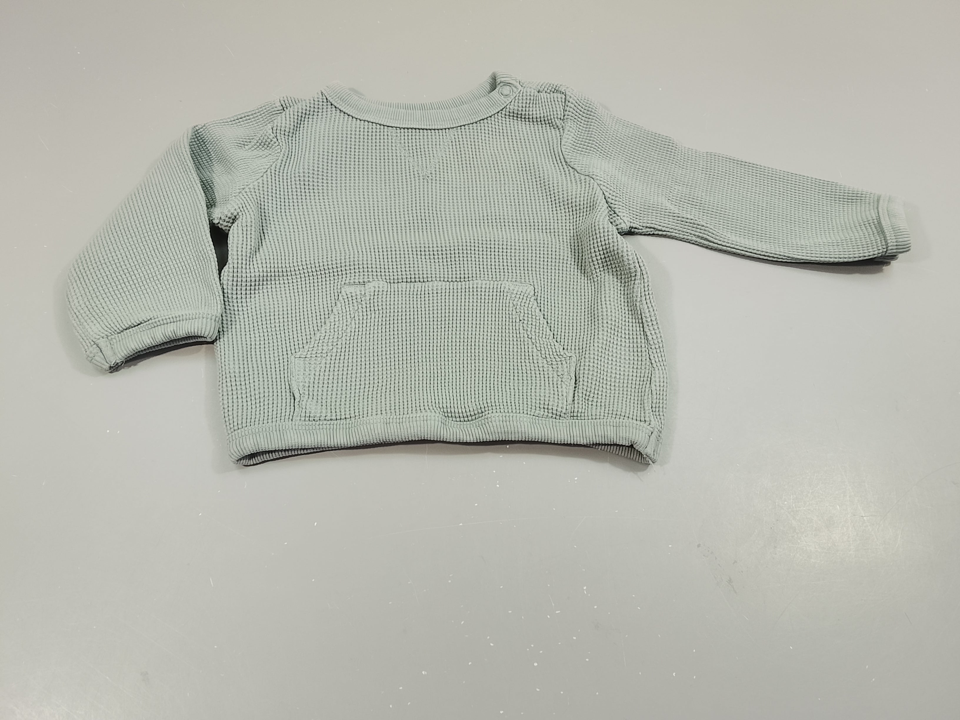 Pull vert sauge gaufré