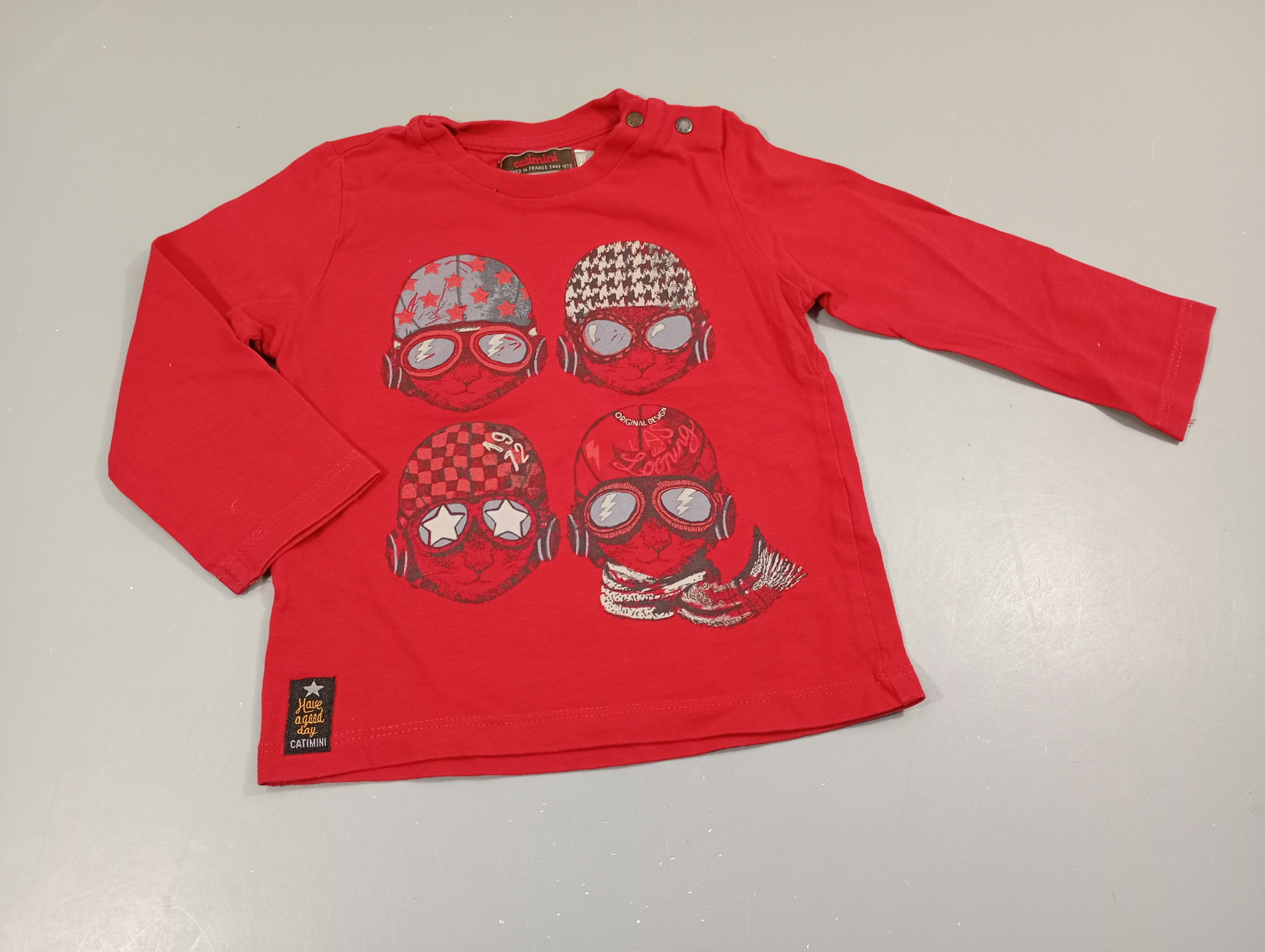 T-shirt m.l rouge , têtes d'animaux motards