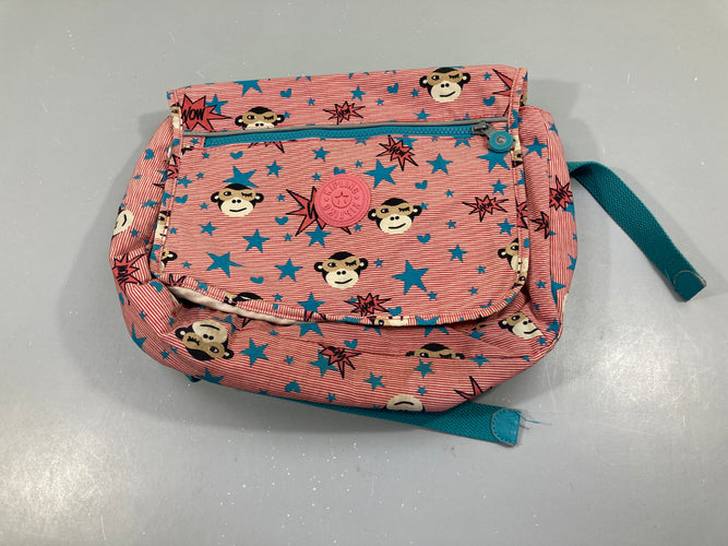 Petit cartable rayé fin rose Singes Wow, moins cher chez Petit Kiwi