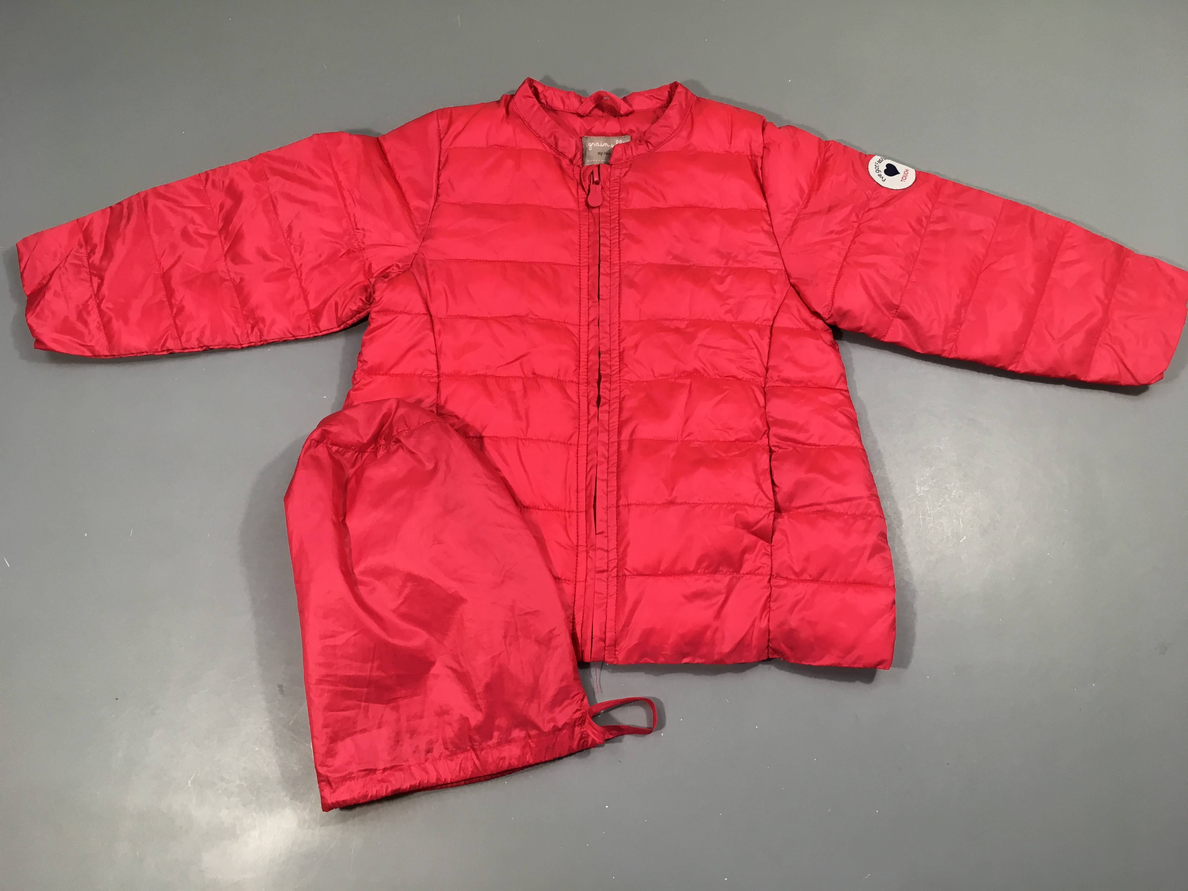 Doudoune rose vif sans col + pochette