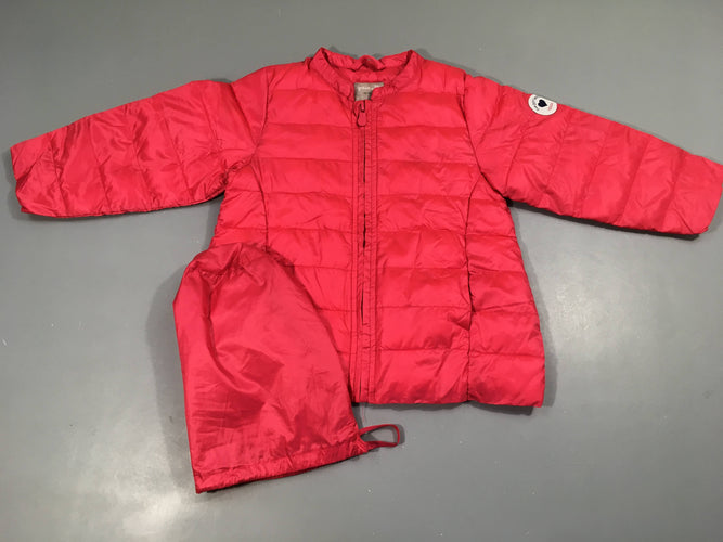 Doudoune rose vif sans col + pochette, moins cher chez Petit Kiwi