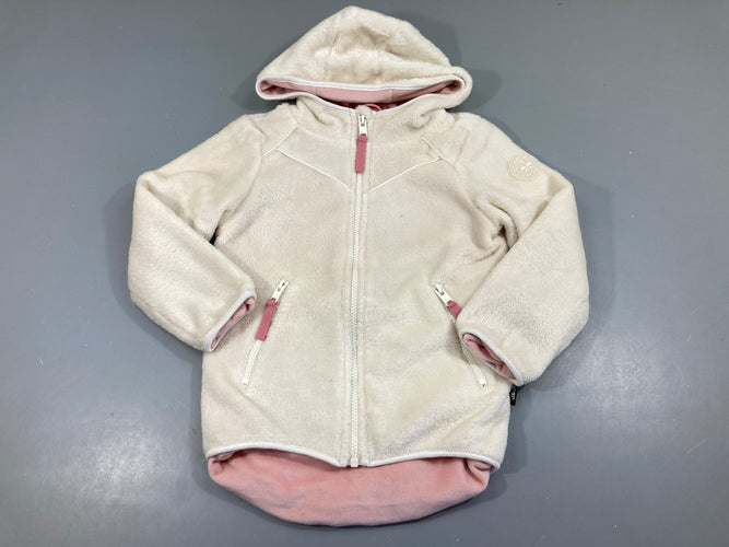 Gilet veste à capuche zippé velours blanc cassé-Petite tache, moins cher chez Petit Kiwi