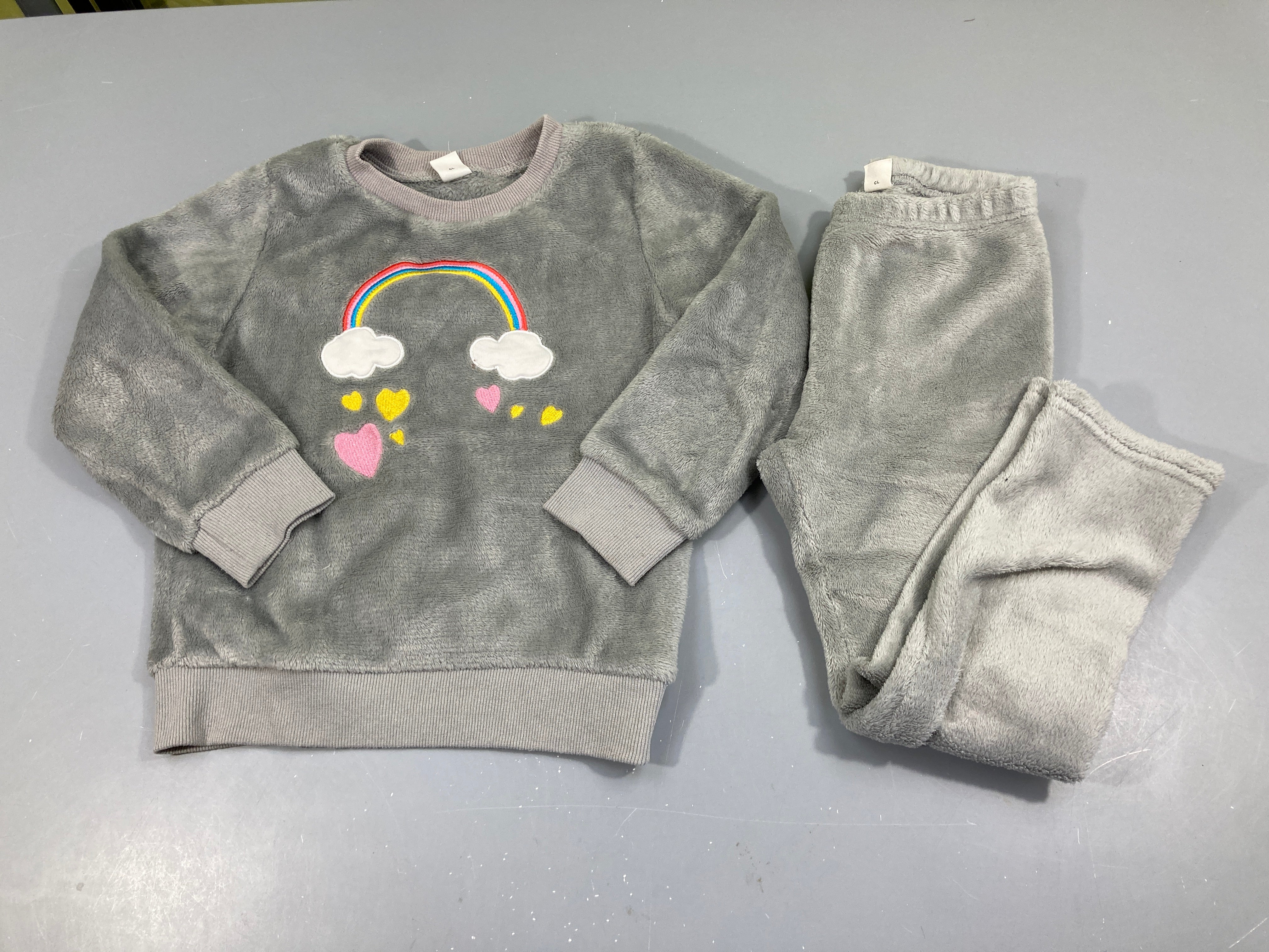 Pyjama 2pcs velours gris arc-en-ciel-Petite tache