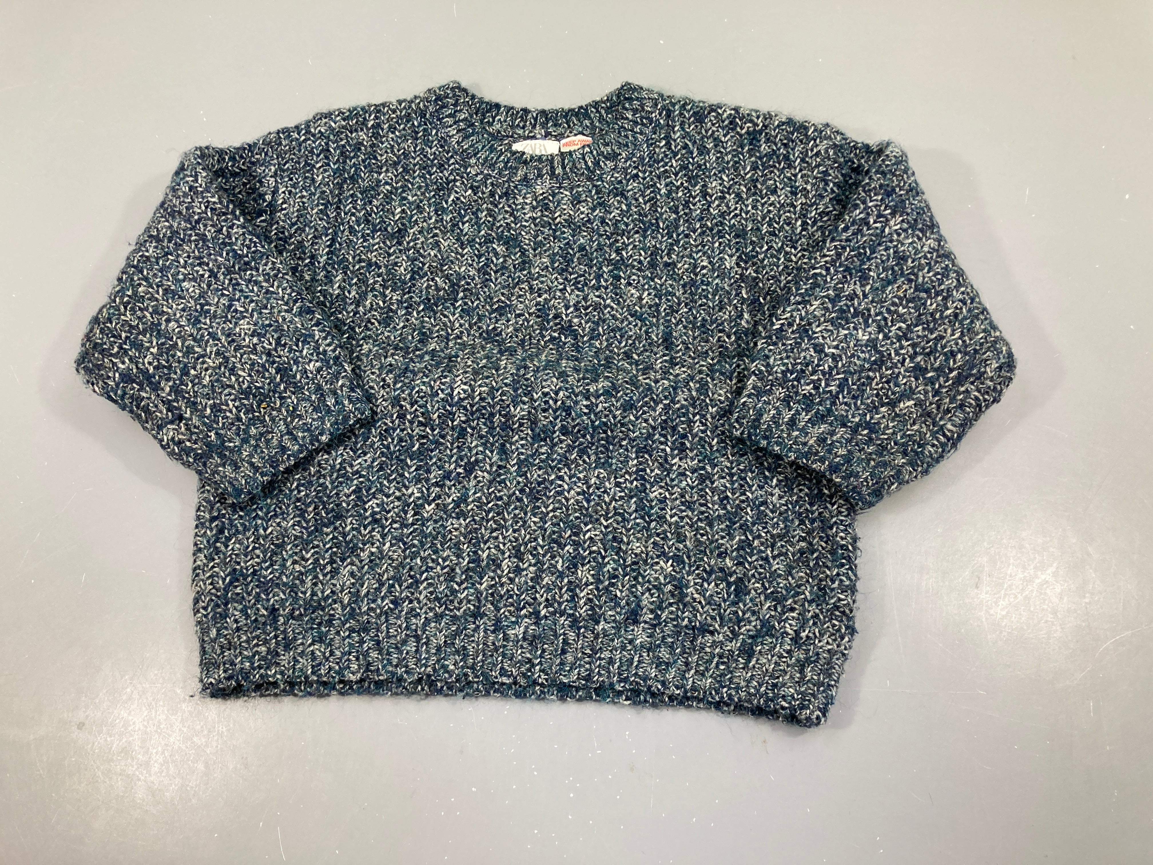 Pull mailles chinées bleu-gris