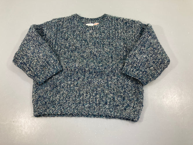 Pull mailles chinées bleu-gris, moins cher chez Petit Kiwi
