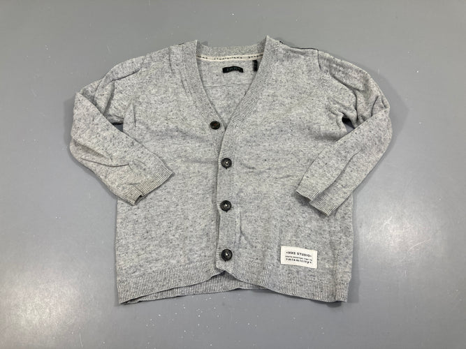 Gilet gris moucheté, moins cher chez Petit Kiwi