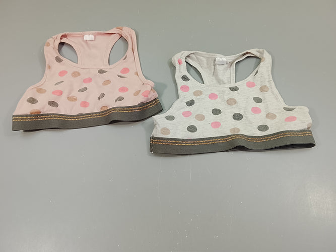 Lot de  2 brassière 1 rose clair à pois et 1 gris flammé à pois, moins cher chez Petit Kiwi