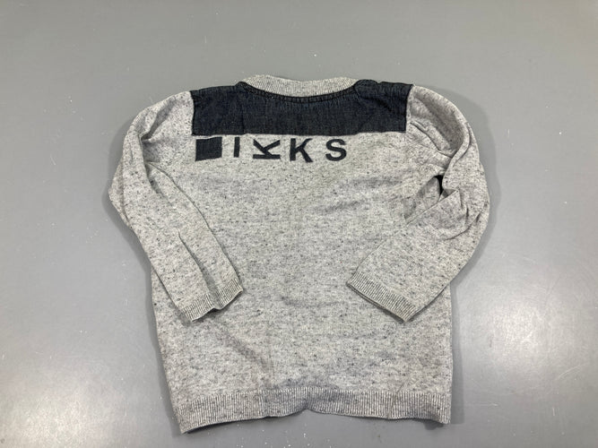 Gilet gris moucheté, moins cher chez Petit Kiwi