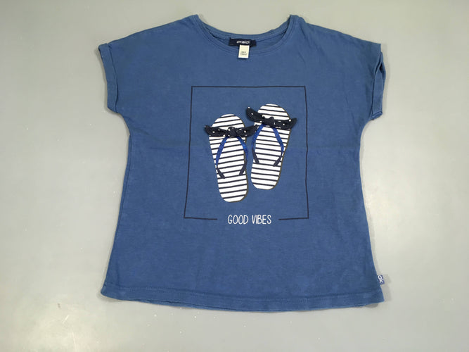 T-shirt m.c bleu flammé tongs noeuds, moins cher chez Petit Kiwi