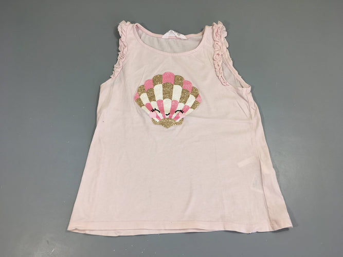 T-shirt s.m rose pâle coquillage pailleté froufrous, moins cher chez Petit Kiwi