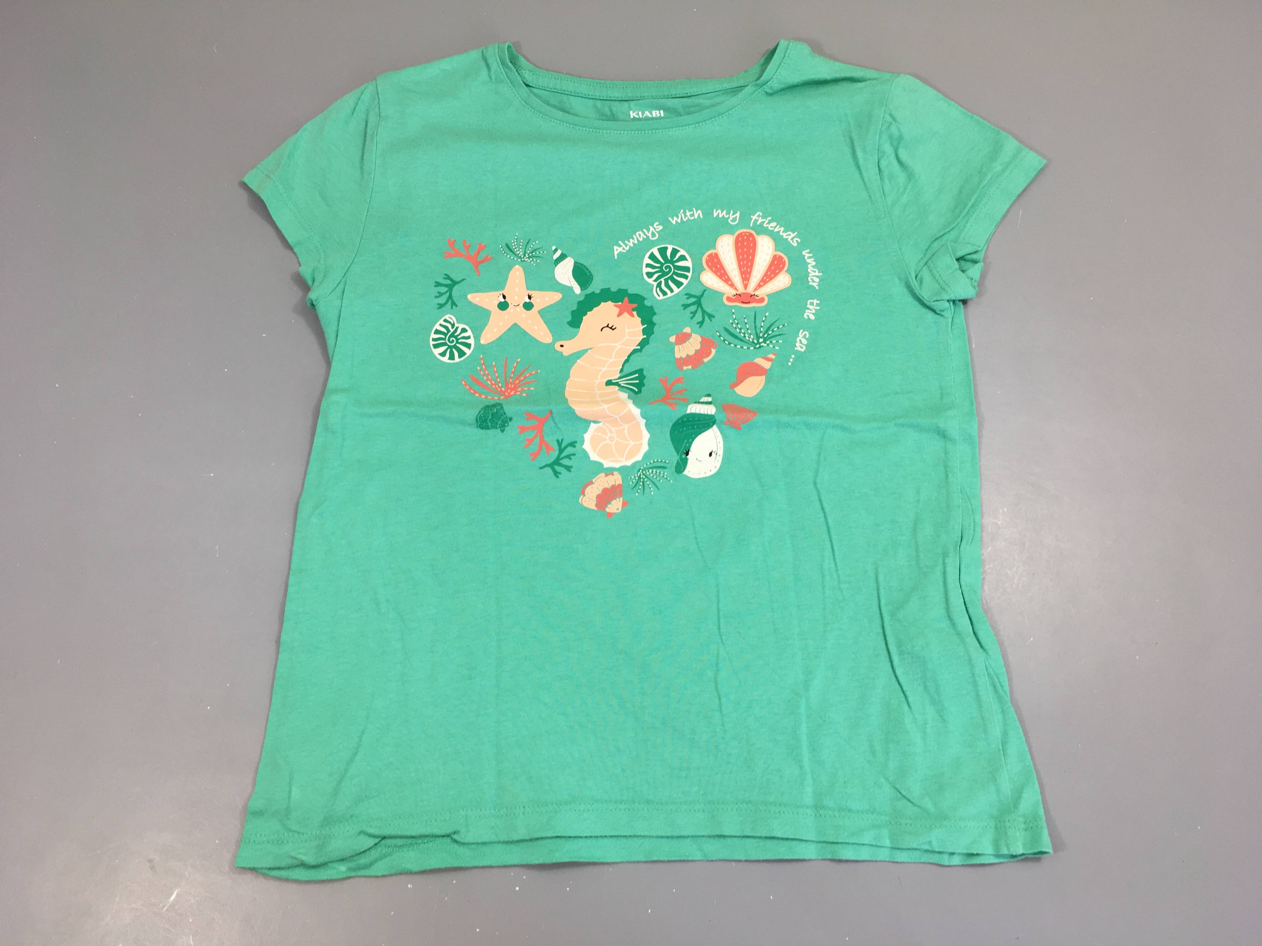 T-shirt m.c vert motifs mer, légèrement bouloché