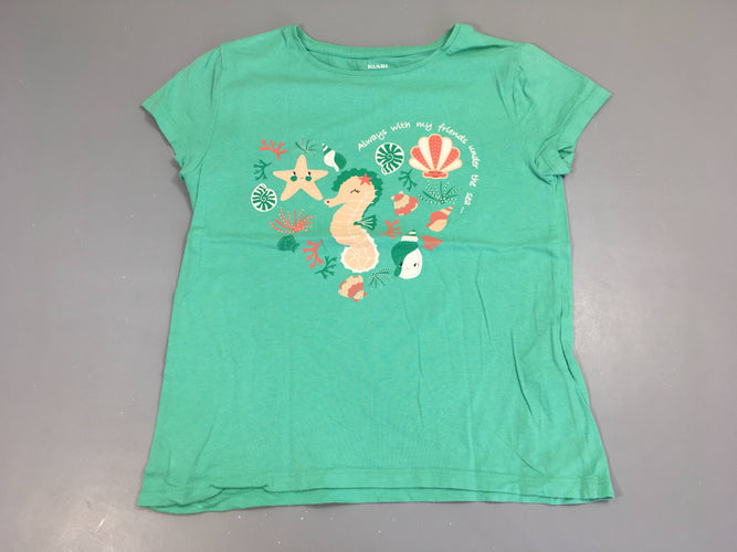 T-shirt m.c vert motifs mer, légèrement bouloché, moins cher chez Petit Kiwi