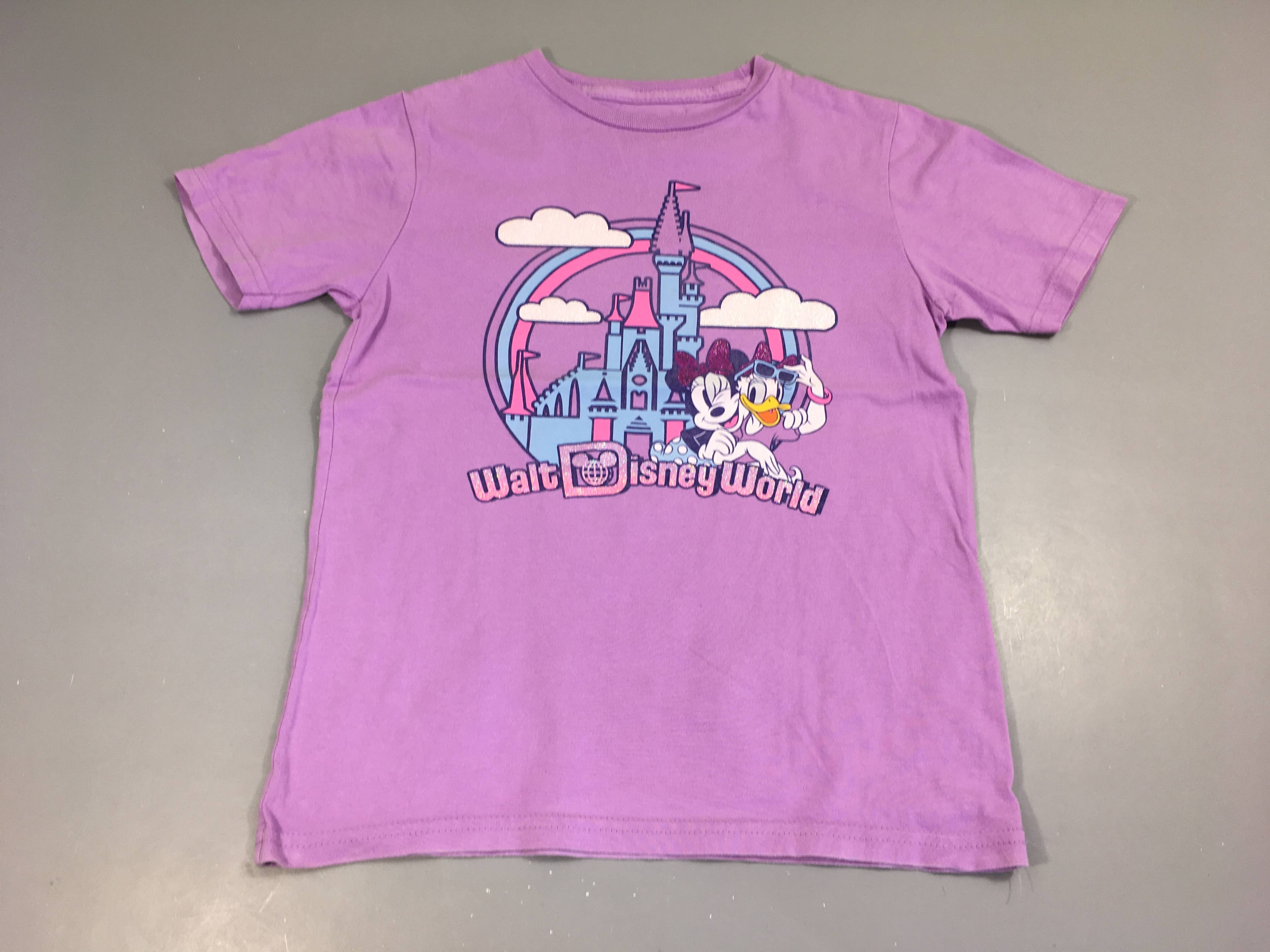 T-shirt m.c mauve chateau Disney, légèrement bouloché
