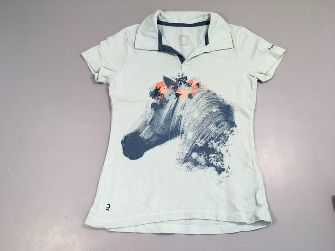 Polo m.c jersey bleu clair cheval, moins cher chez Petit Kiwi
