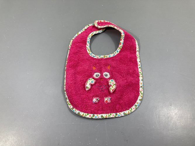 Bavoir éponge rose hibou, moins cher chez Petit Kiwi