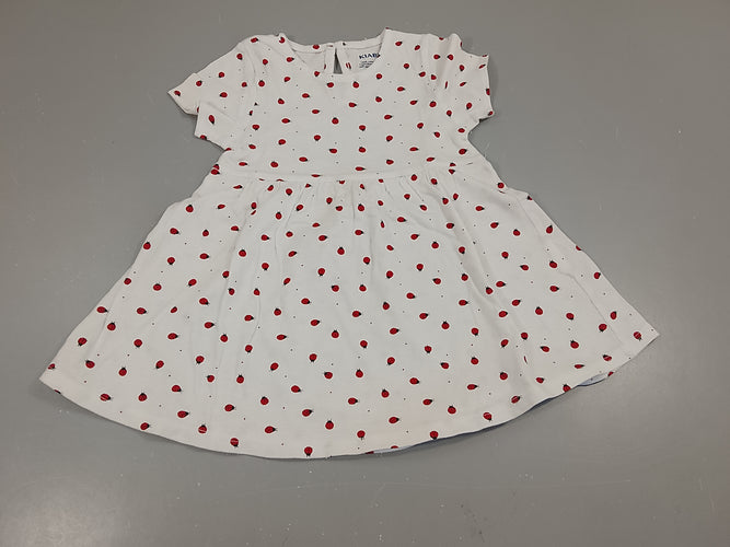 Robe m.c blanche, coccinelles, moins cher chez Petit Kiwi