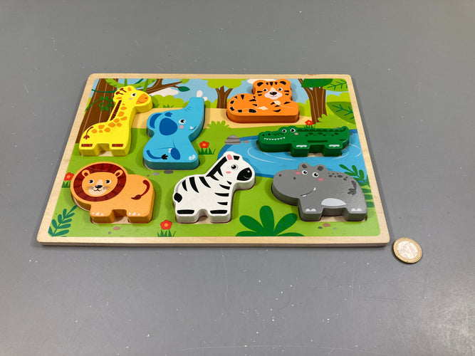Planche puzzle en bois animaux, moins cher chez Petit Kiwi