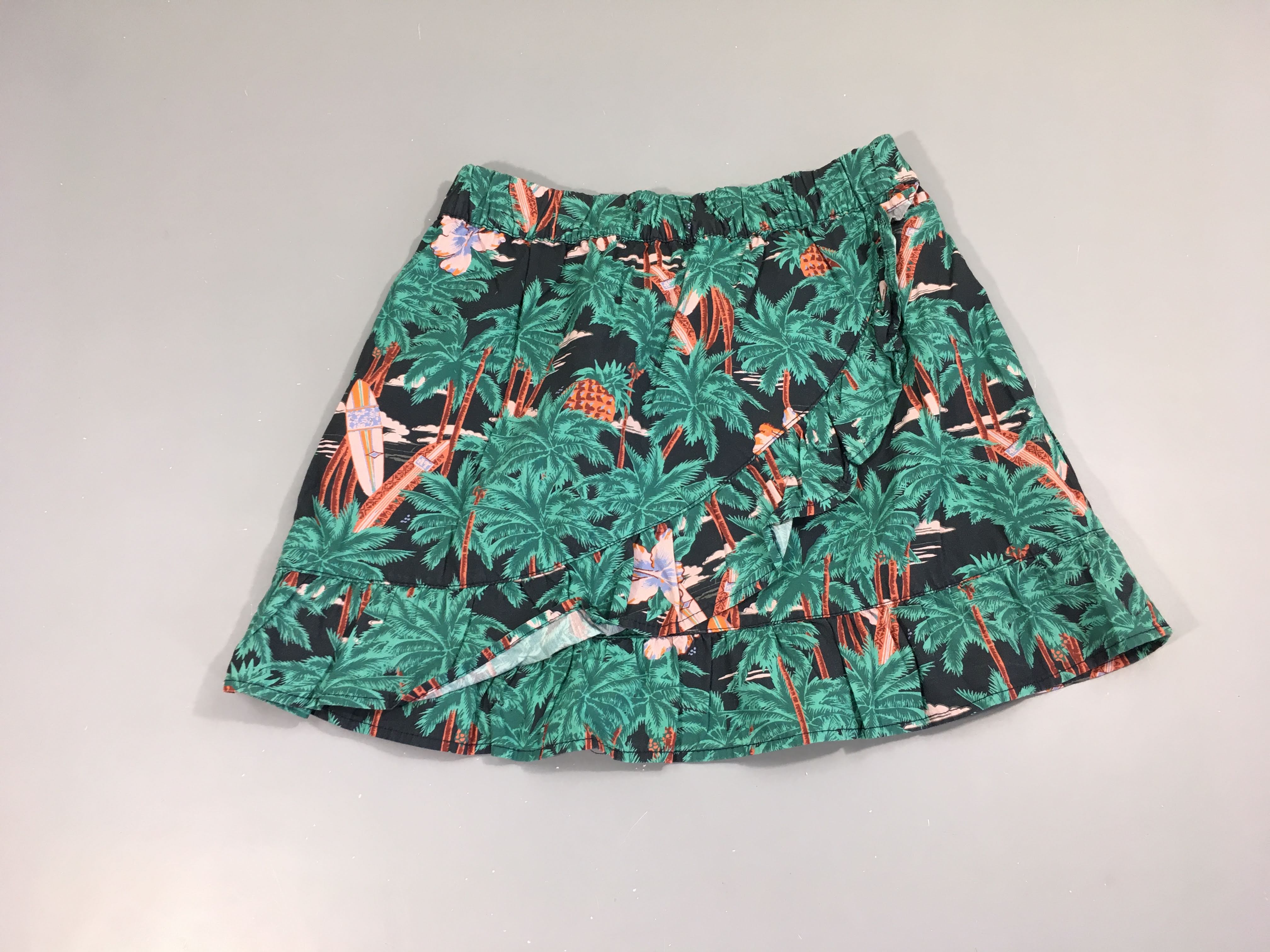 Jupe verte palmiers froufrous