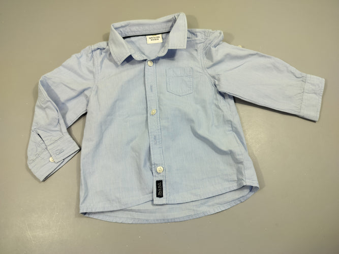 Chemise m.l lignée blanc, bleu clair, moins cher chez Petit Kiwi