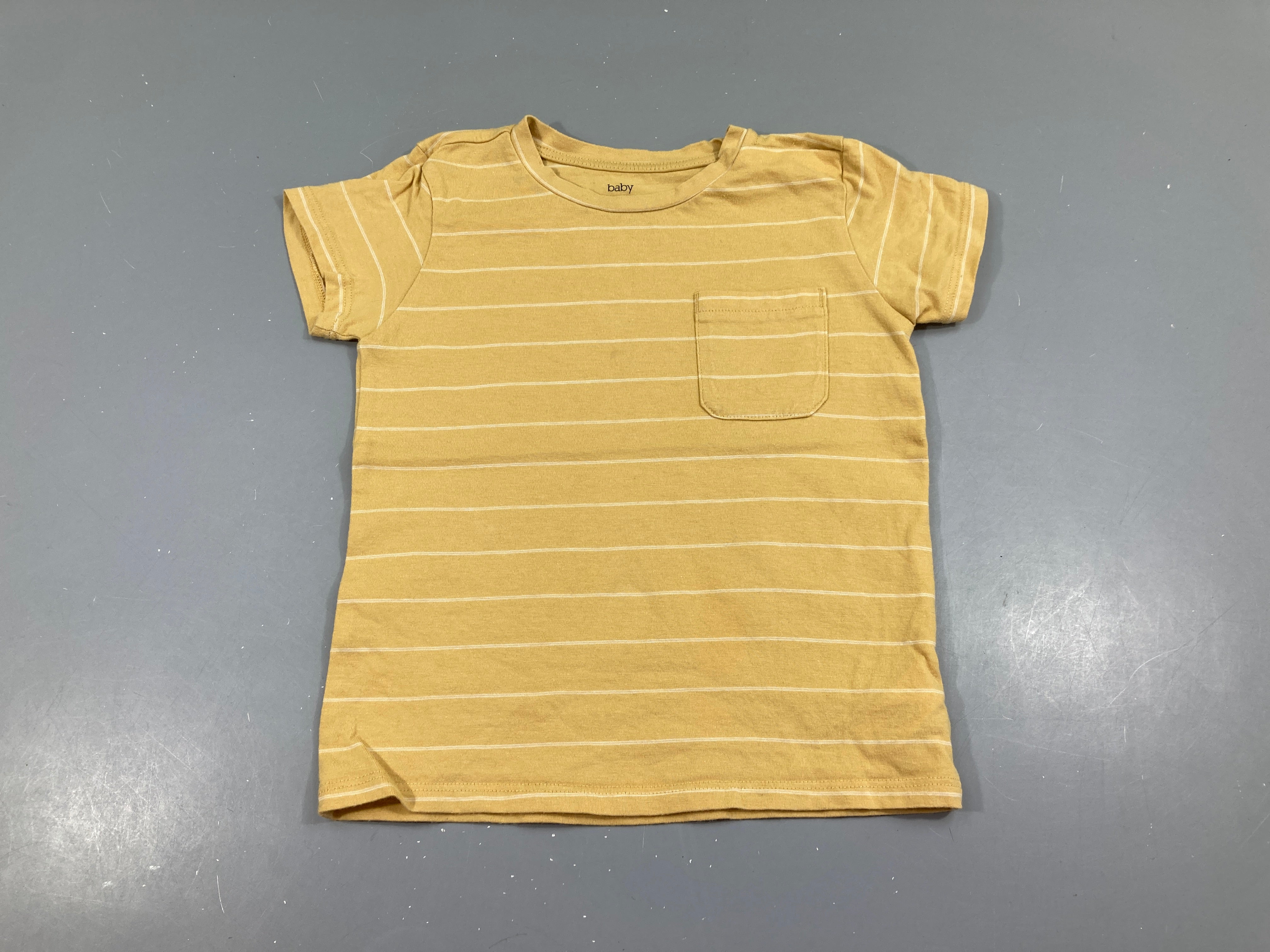 T-shirt m.c jaune rayé poche