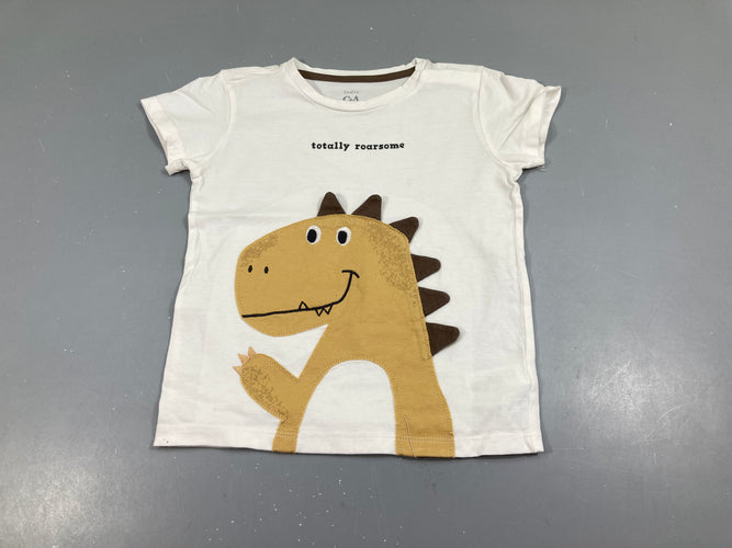 T-shirt m.c blanc totally roarsome dino, moins cher chez Petit Kiwi