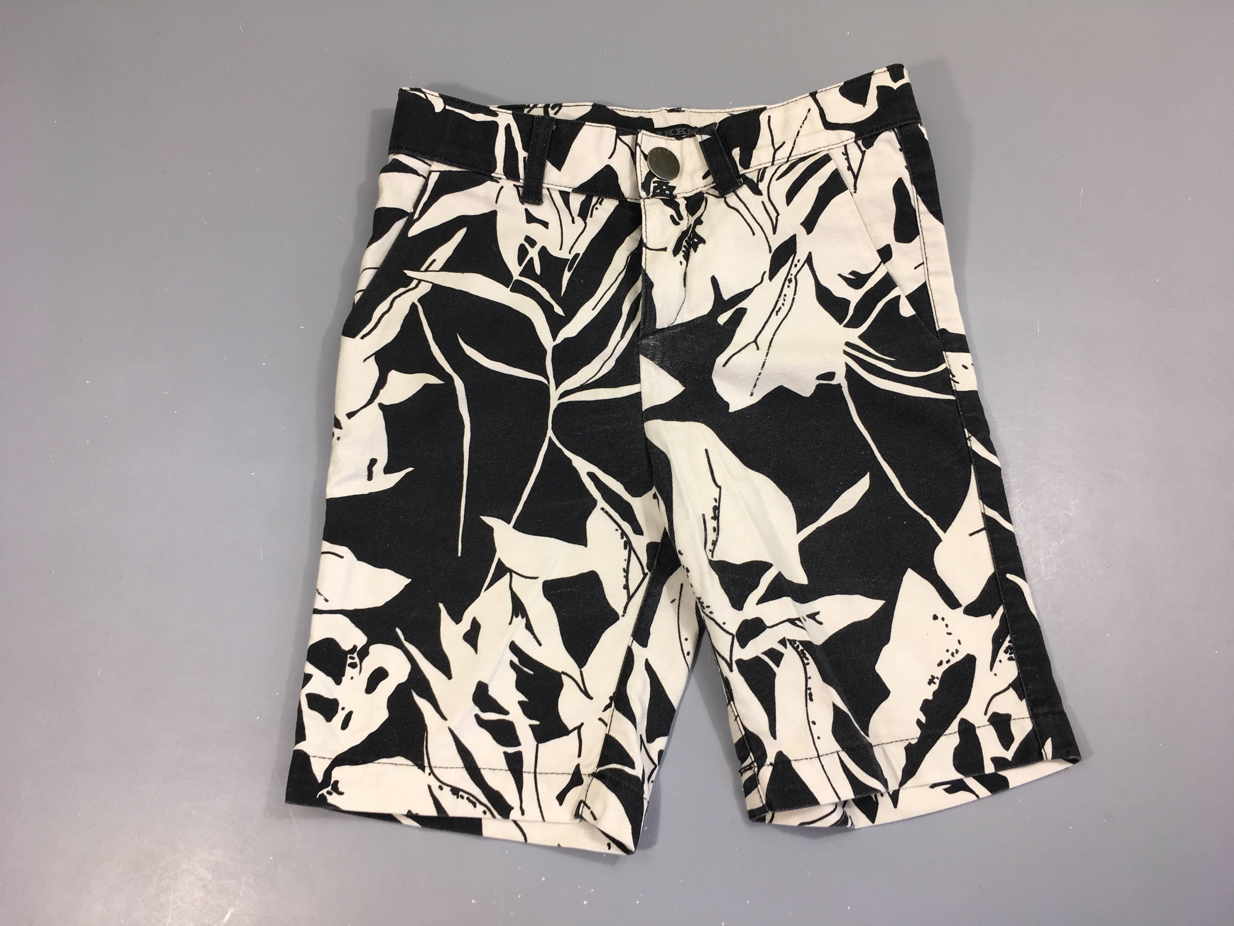 Bermuda chino beige/noir feuillage