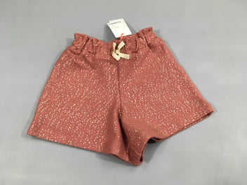 NEUF short molleton vieux rose pois dorés