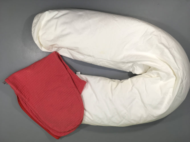 Coussin de maternité et d'allaitement, avec housse rouge boulochée, Big Flopsy-Mini trou housse et Légère taches sur le coussin (tache "propre" persiste lavage), moins cher chez Petit Kiwi