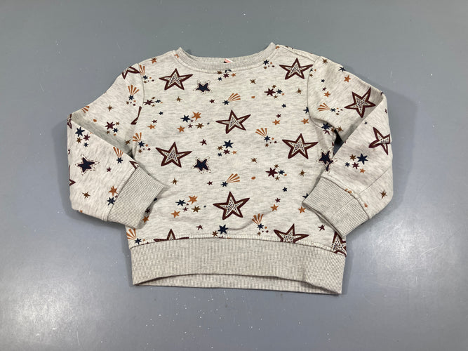 Sweat gris chiné étoiles, moins cher chez Petit Kiwi