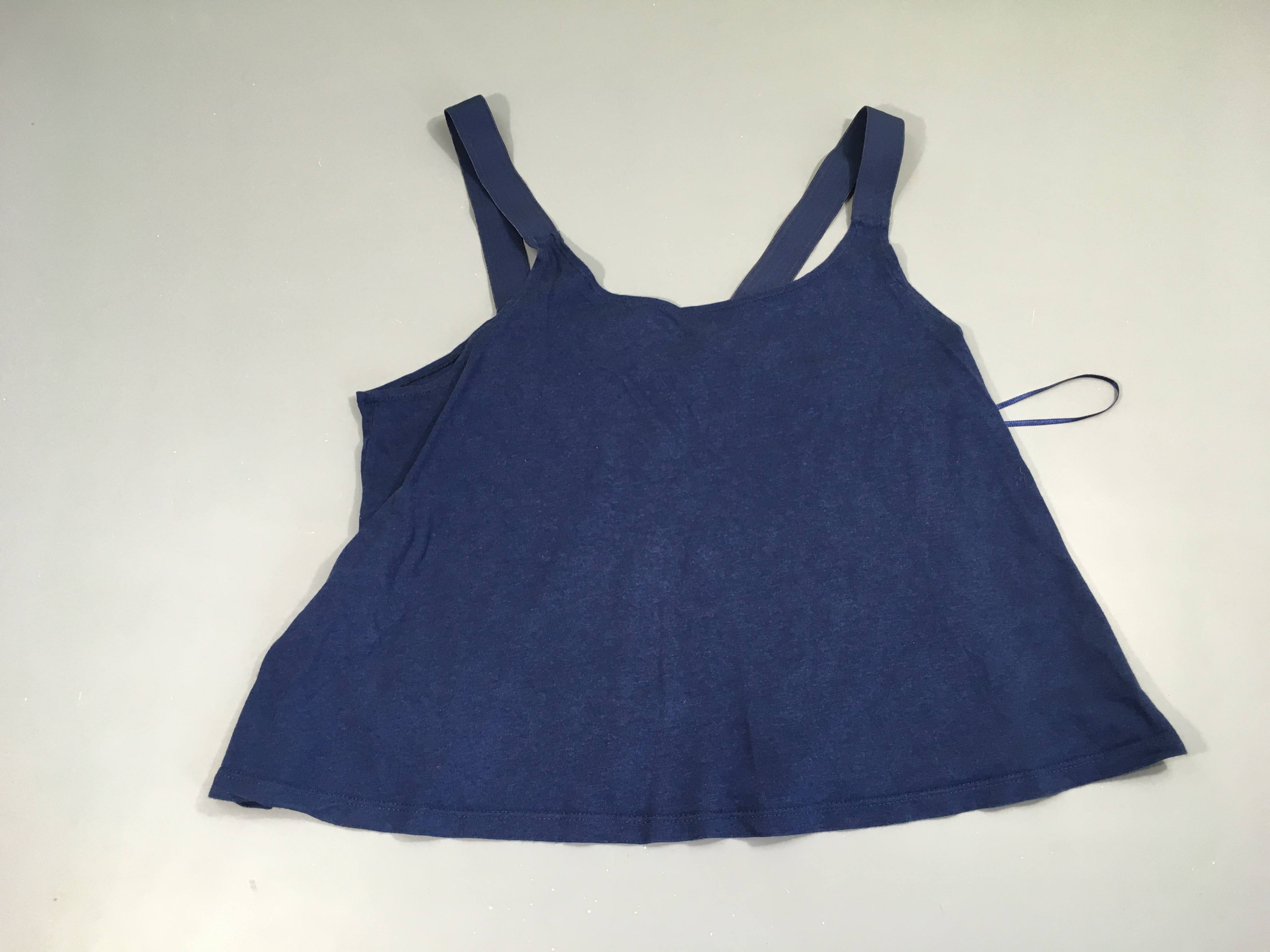 T-shirt s.m crop top bleu foncé élastique dans le dos