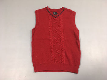 Pull s.m col V rouge 8% laine