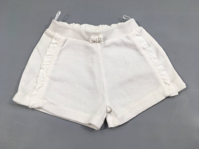 Short jersey texturé blanc froufrous, moins cher chez Petit Kiwi