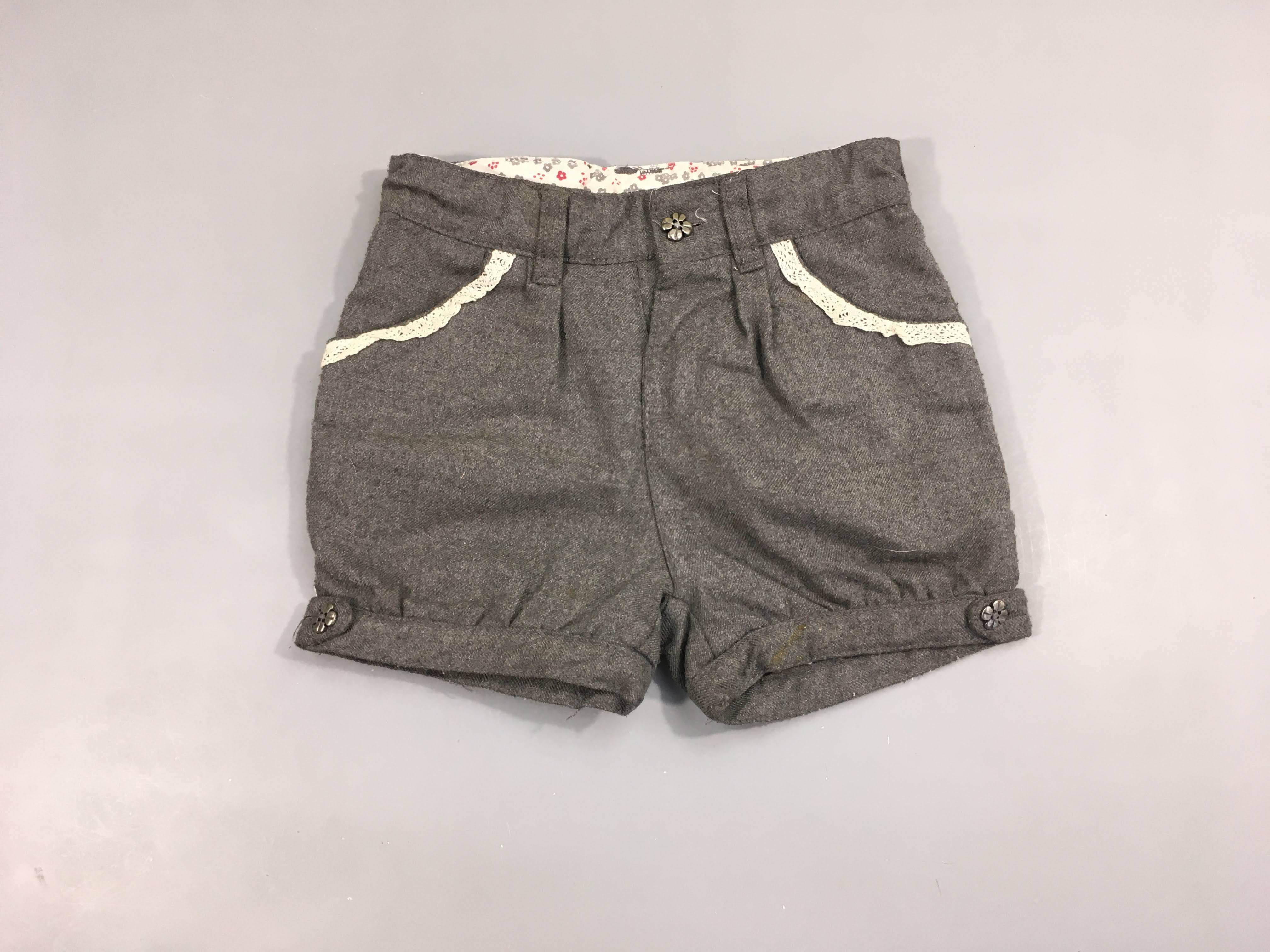 Short gris style tweed dentelle poches-Bouloché