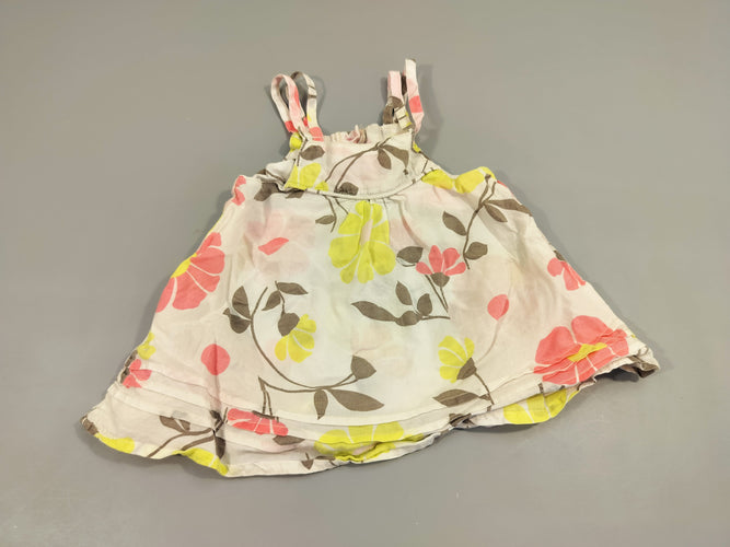 Blouse à bretelles blanche motifs fleuri rose, vert,..., moins cher chez Petit Kiwi
