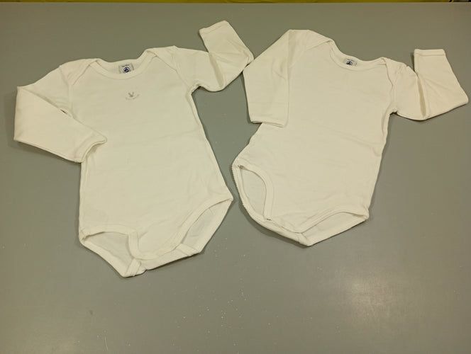 Lot de 2 bodies ml 1blanc / 1 blanc tête de lapin "petit bâteau", moins cher chez Petit Kiwi