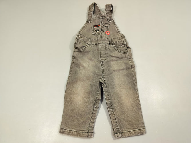 Salopette  en jean gris poche à l'avant "feel rock", moins cher chez Petit Kiwi