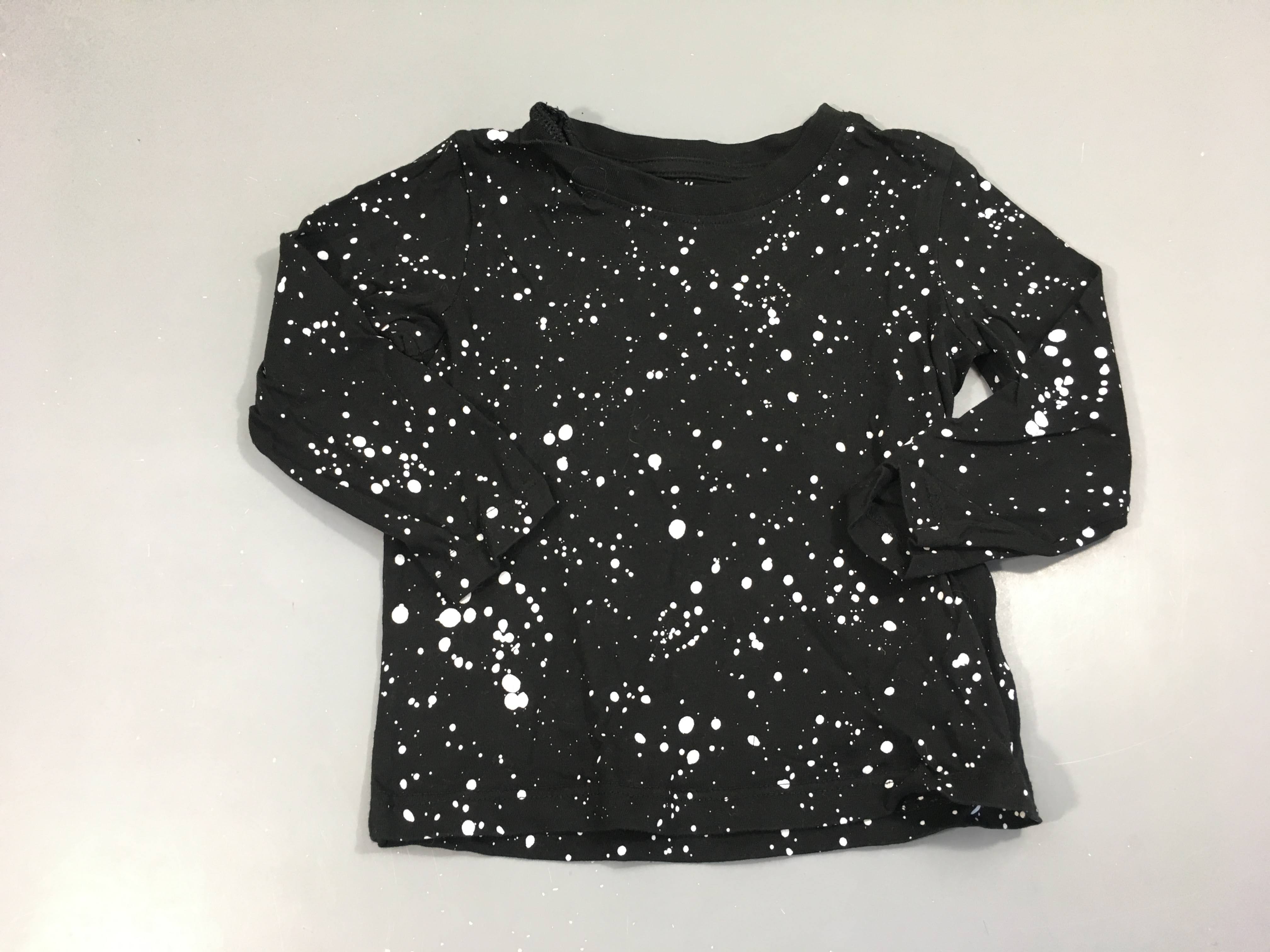 T-shirt m.l noir effet tacheté blanc