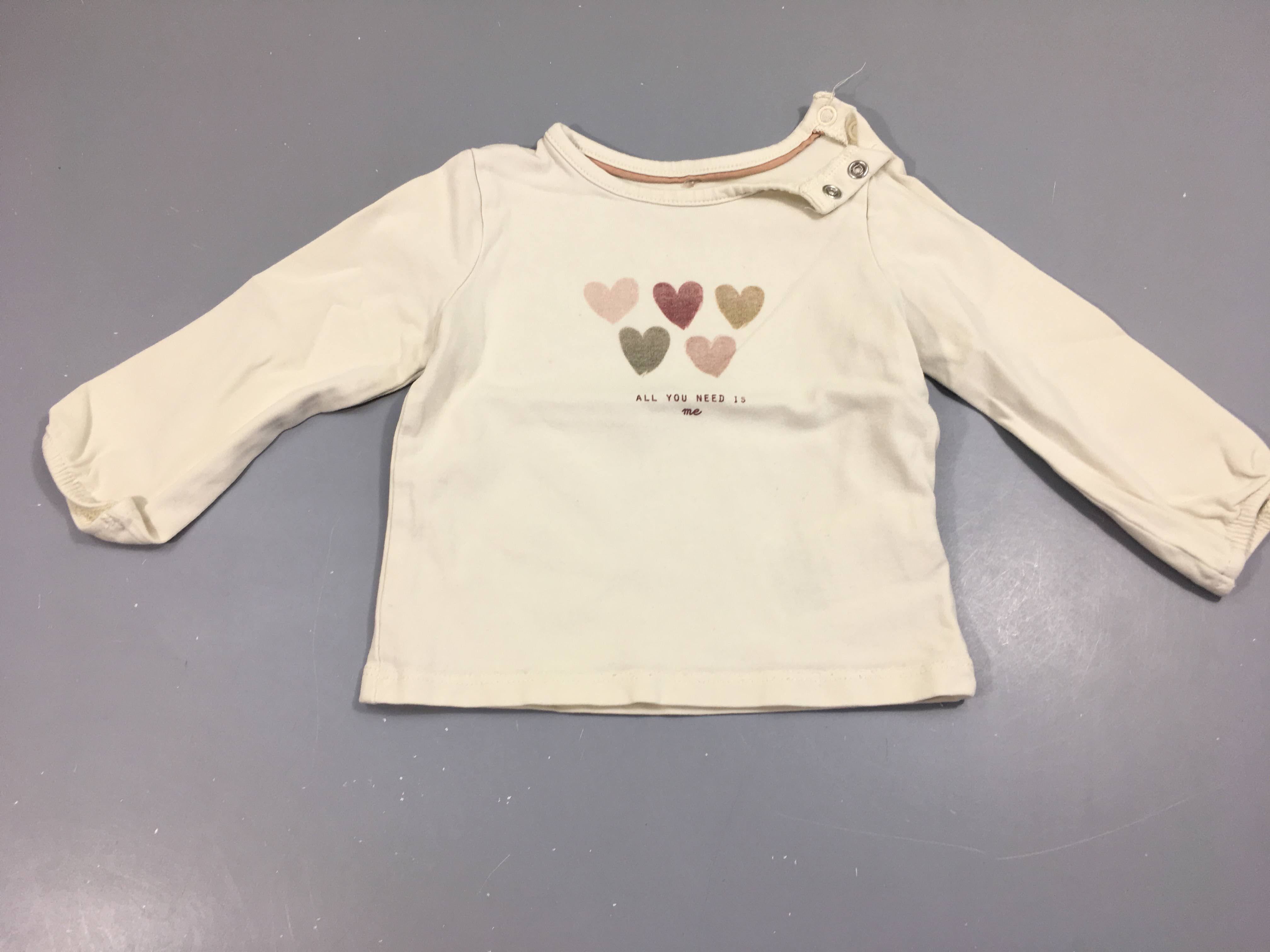 T-shirt m.l blanc cassé coeurs