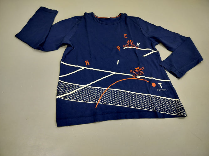T-shirt m.l bleu, grenouilles oranges, moins cher chez Petit Kiwi