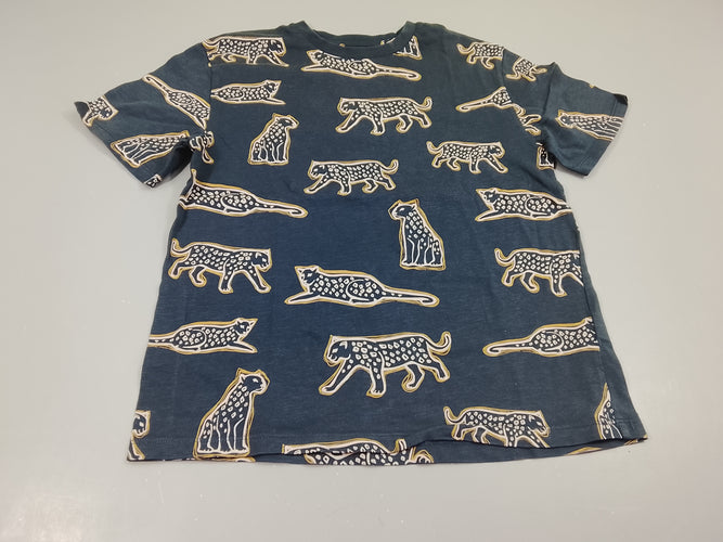 T-shirt m.c bleu marine motifs léopards, moins cher chez Petit Kiwi