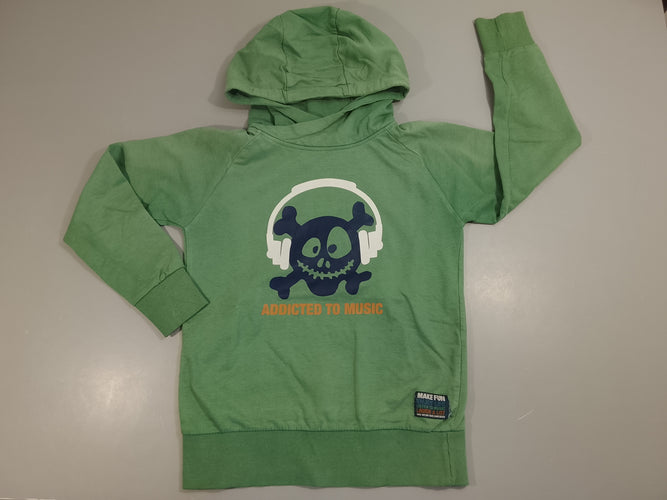Sweat à capuche vert , tête de mort avec casque, moins cher chez Petit Kiwi