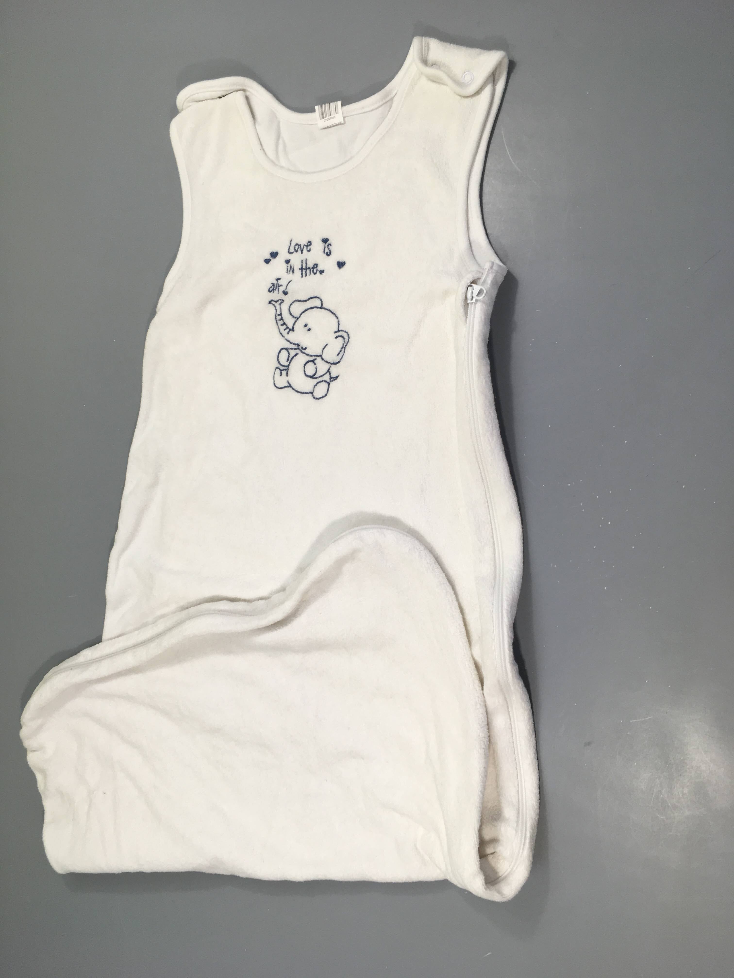 Sac de couchage blanc éponge doublé jersey Elephant 110 cm