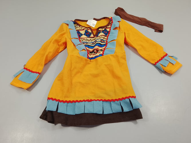Robe indienne  jaune, brun, ...+  bandeau brun, moins cher chez Petit Kiwi