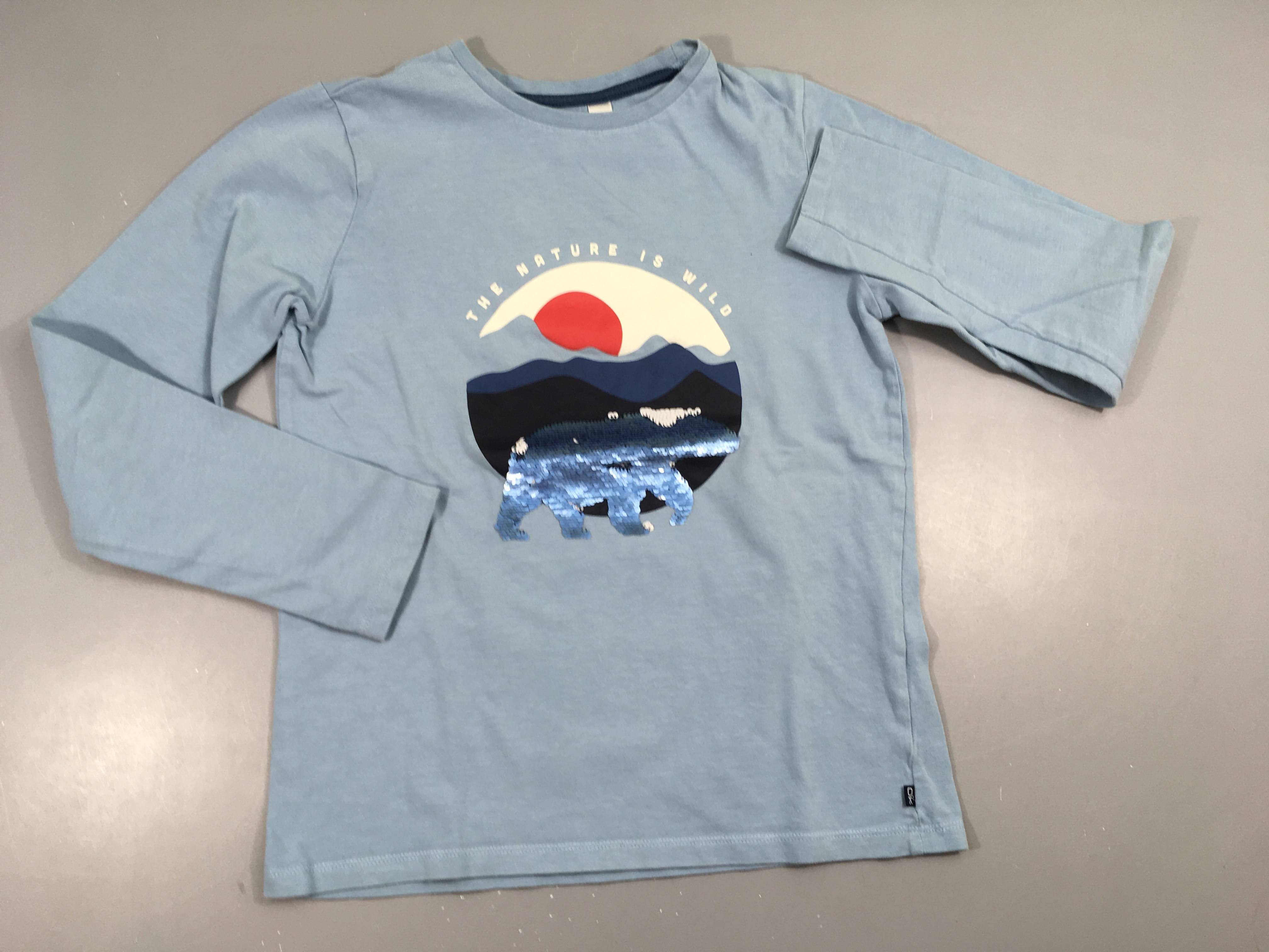 T-shirt m.l bleu the nature ours sequins réversibles