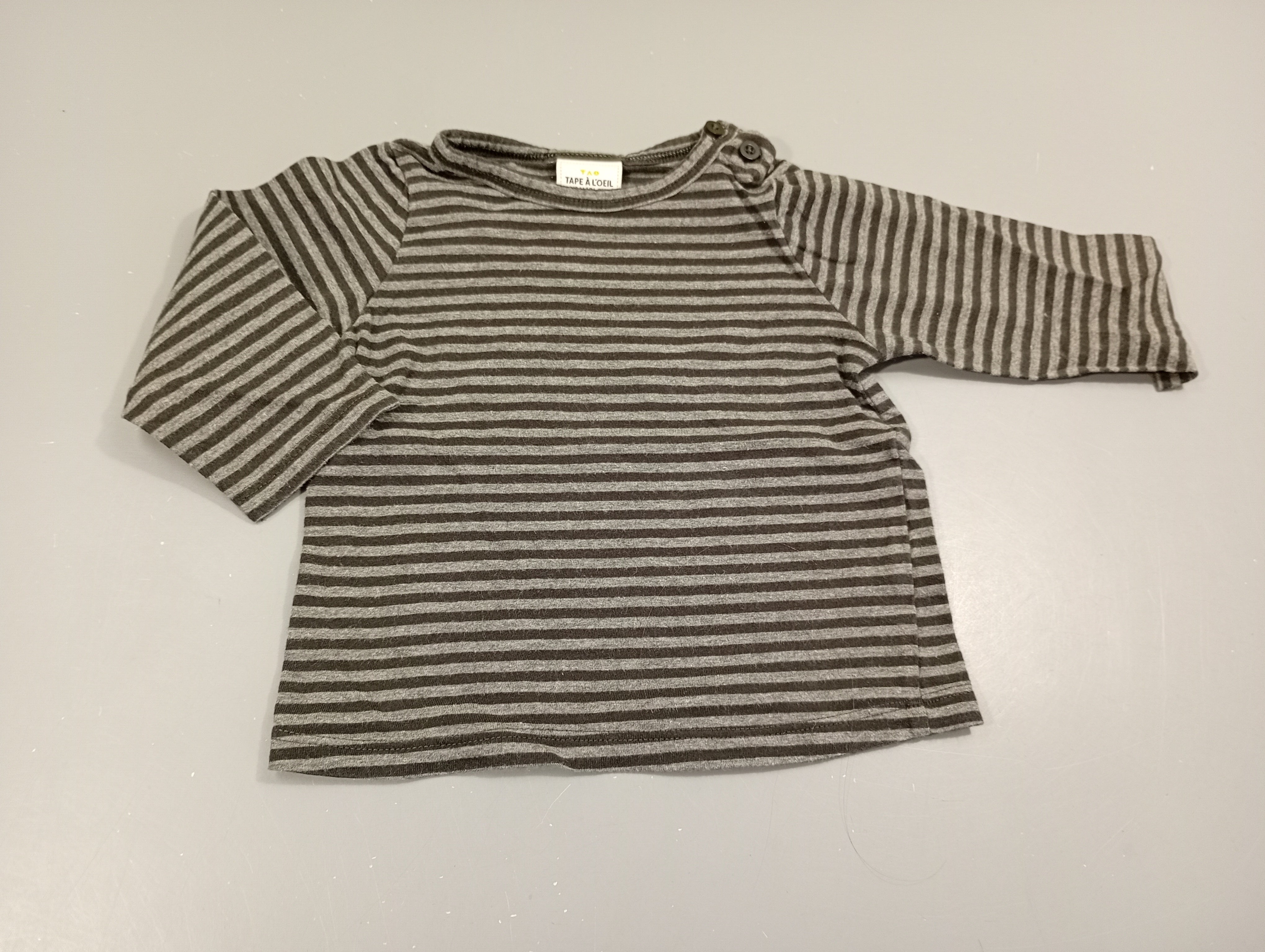 T-shirt m.l gris chiné rayé