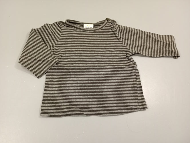 T-shirt m.l gris chiné rayé, moins cher chez Petit Kiwi