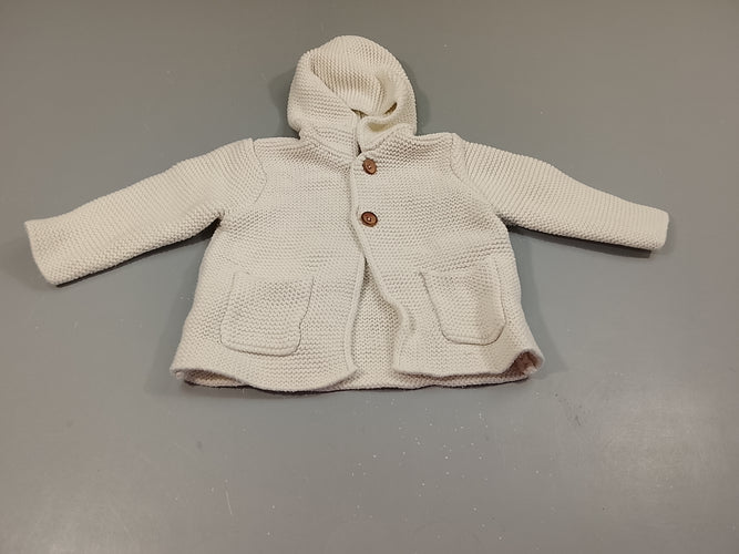 Gilet à capuche en tricot crème, moins cher chez Petit Kiwi
