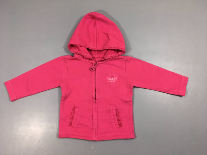 Sweat zippé à capuche fuchsia we à la mer, moins cher chez Petit Kiwi