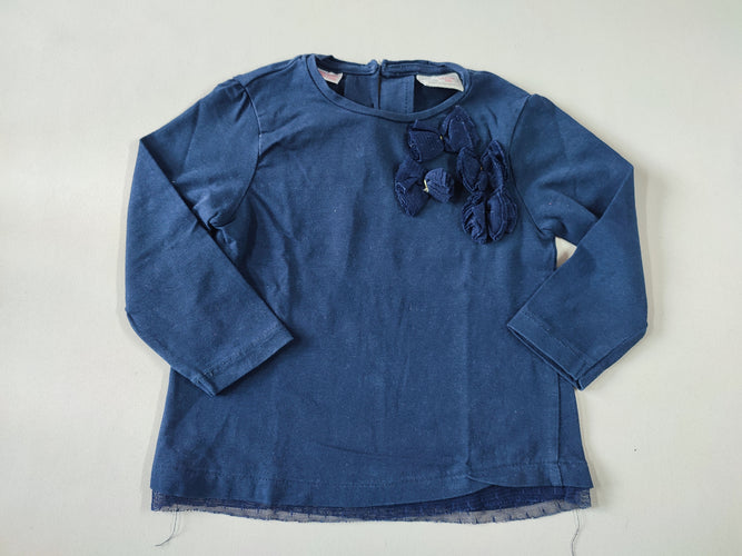 T-shirt m.l bleu marine noeuds en tulle, moins cher chez Petit Kiwi
